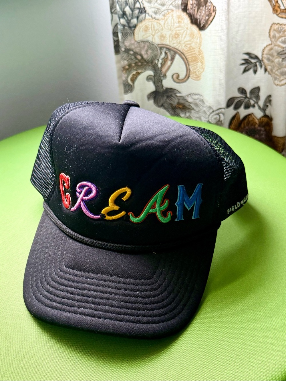 Embroidered  CREAM Black Trucker Hat